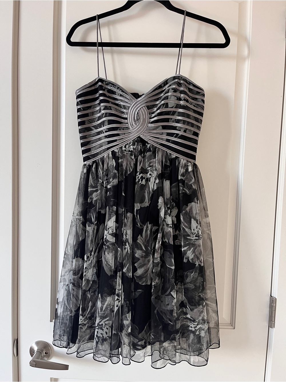 Sandra Darren Floral Mesh Party Mini Dress | Sz 8 | Cocktail | Party
